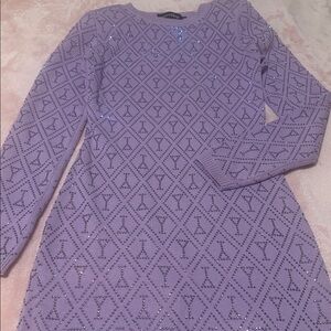 Purple Patterned Sweater Dress